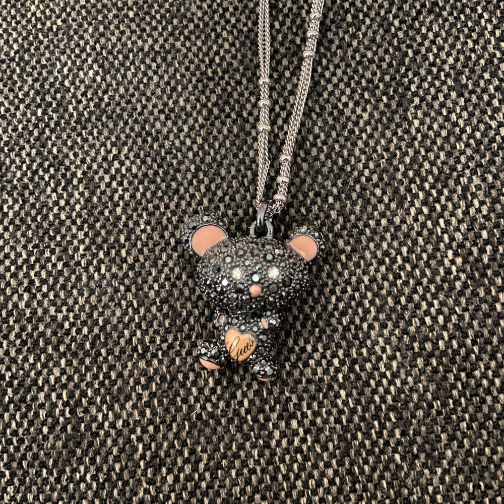 Guess Teddy Bear Heart Necklace